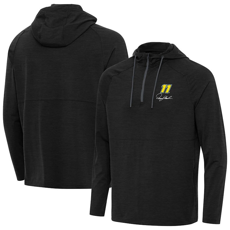 Men's Antigua Heather Denny Hamlin Spikes Quarter-Zip Pullover Hoodie