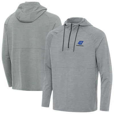 Men's Antigua Heather Gray Ricky Stenhouse Jr. Spikes Quarter-Zip Pullover Hoodie