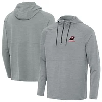 Men's Antigua Heather Gray Austin Cindric Spikes Quarter-Zip Pullover Hoodie