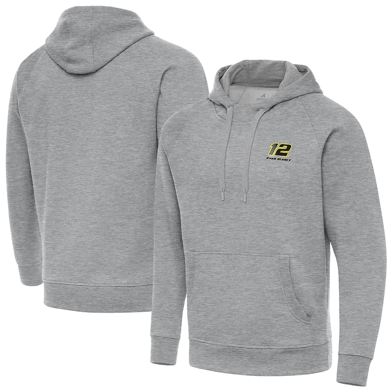 Men's Antigua Heather Gray Ryan Blaney Victory Tall Pullover Hoodie