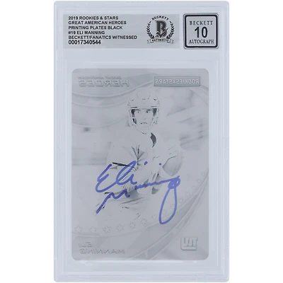 Eli Manning New York Giants Autographed 2019 Panini Rookies & Stars Black Printing Plate #GAH-EM #1/1 Beckett Fanatics Witnessed Authenticated 10 Card