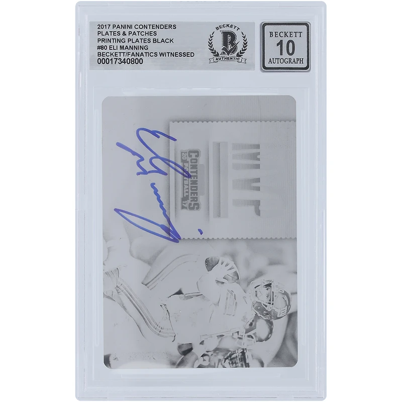 Eli Manning New York Giants Autographed 2017 Panini Contenders Black Printing Plate #MC-EM #1/1 Beckett Fanatics Witnessed Authenticated 10 Card