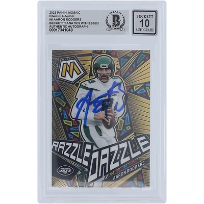 Aaron Rodgers New York Jets Autographed 2023 Panini Mosaic Razzle Dazzle #RD-6 Beckett Fanatics Witnessed Authenticated Card