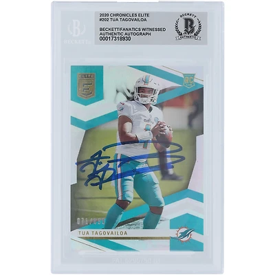 Tua Tagovailoa Miami Dolphins Autographed 2020 Panini Chronicles Donruss Elite #202 #/899 Beckett Fanatics Witnessed Authenticated Rookie Card