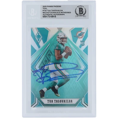 Tua Tagovailoa Miami Dolphins Autographed 2020 Panini Phoenix Teal #102 #/175 Beckett Fanatics Witnessed Authenticated Rookie Card