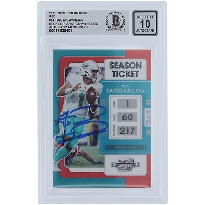 Tua Tagovailoa Miami Dolphins Autographed 2021 Panini Contenders Optic Red #54 #/175 Beckett Fanatics Witnessed Authenticated 10 Card