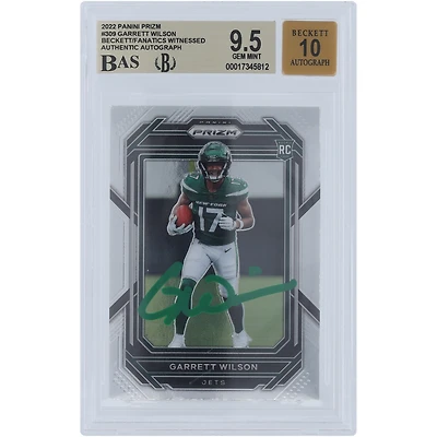 Garrett Wilson New York Jets Autographed 2022 Panini Prizm Green Ink #309 Beckett Fanatics Witnessed Authenticated /10 Rookie Card