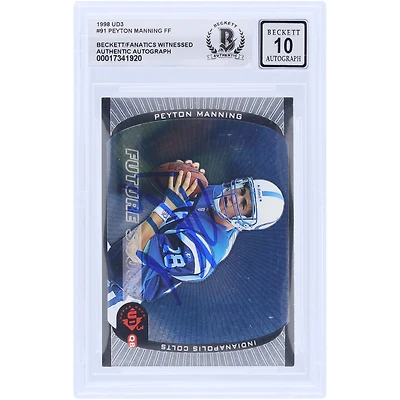 Peyton Manning Indianapolis Colts Autographed 1998 Upper Deck UD3 FF #91 Beckett Fanatics Witnessed Authenticated 10 Rookie Card