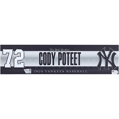 Cody Poteet New York Yankees Player-Issued #72 Nameplate from the 2024 MLB Season