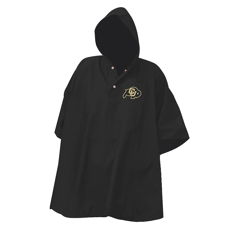 Black Colorado Buffaloes Deluxe Adult Stadium Quarter-Snap Rain Poncho