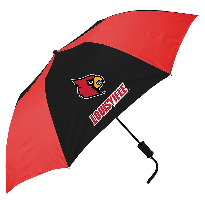 Red/Black Louisville Cardinals Two-Tone Auto Open Folding Umbrella