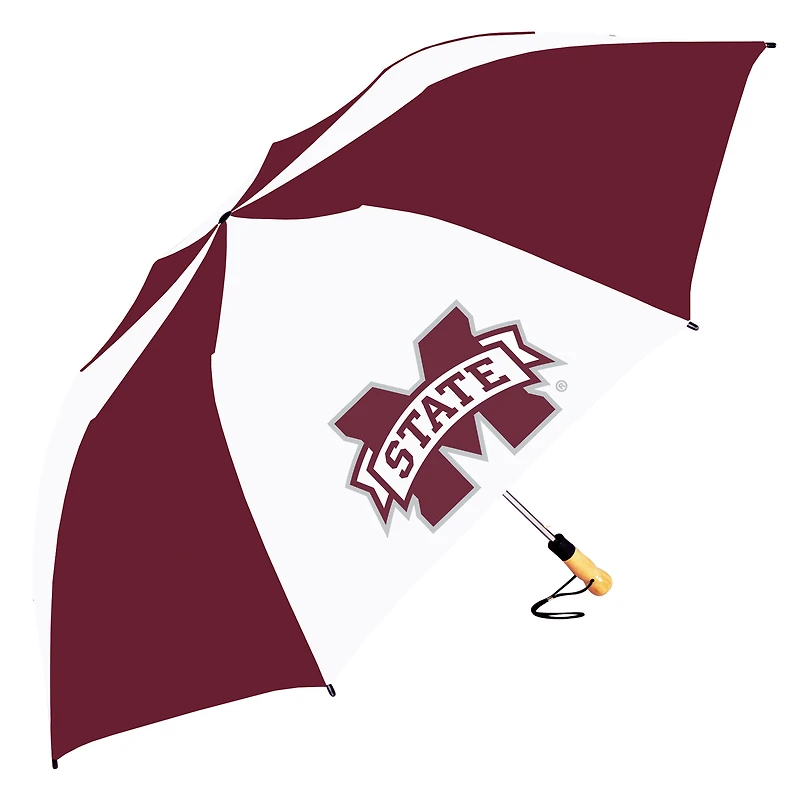 Maroon/White Mississippi State Bulldogs The Big Storm 58" Oversized Auto Open Folding Umbrella
