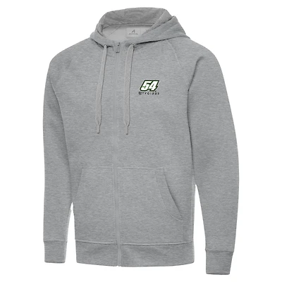 Men's Antigua Heather Gray Ty Gibbs Victory Full-Zip Hoodie