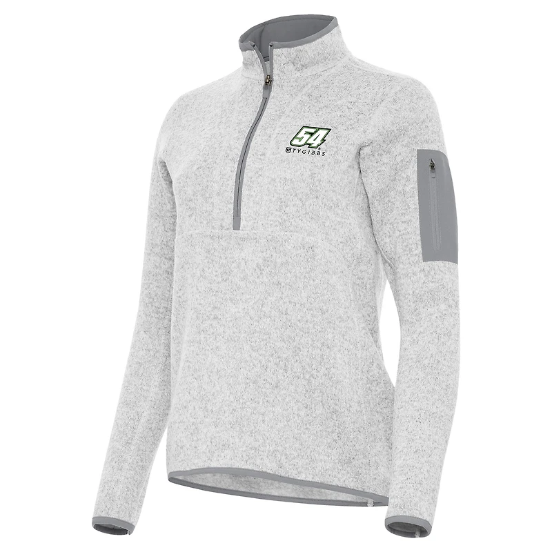 Women's Antigua Heather Gray Ty Gibbs Fortune Half-Zip Pullover Jacket