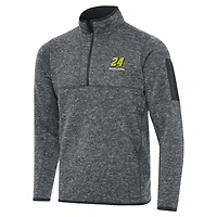 Men's Antigua Heather Gray William Byron Big & Tall Fortune Quarter-Zip Pullover Jacket