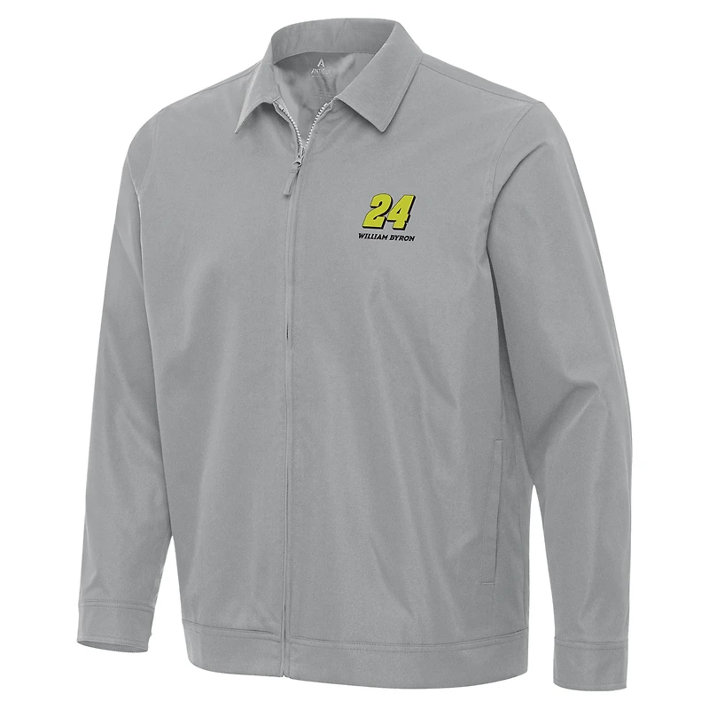 Men's Antigua Gray William Byron Pivot Full-Zip Jacket