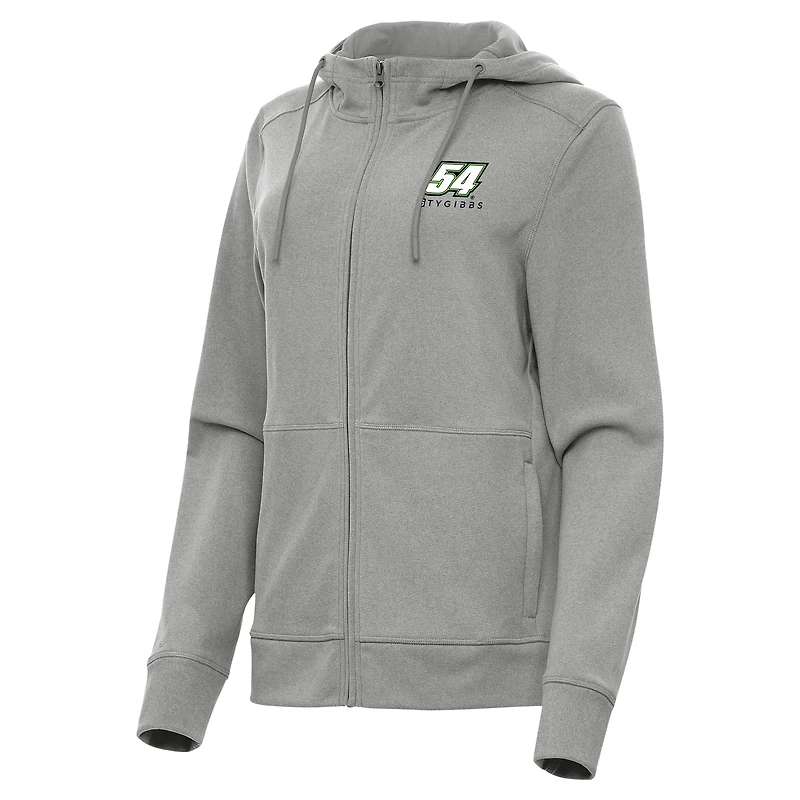 Women's Antigua  Heather Gray Ty Gibbs Seeker Full-Zip Hoodie