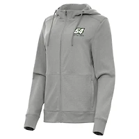 Women's Antigua  Heather Gray Ty Gibbs Seeker Full-Zip Hoodie