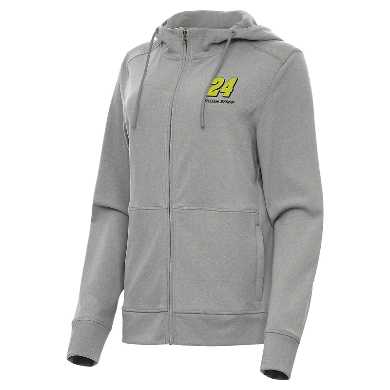 Women's Antigua  Heather Gray William Byron Seeker Full-Zip Hoodie Jacket