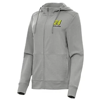 Women's Antigua  Heather Gray William Byron Seeker Full-Zip Hoodie Jacket