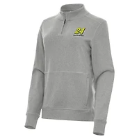 Women's Antigua  Heather Gray William Byron Crush Quarter-Zip Sweatshirt