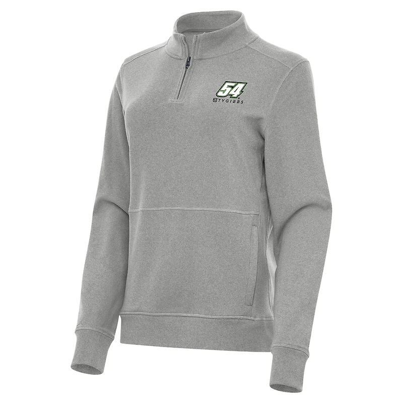 Women's Antigua  Heather Gray Ty Gibbs Crush Quarter-Zip Sweatshirt
