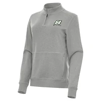 Women's Antigua  Heather Gray Ty Gibbs Crush Quarter-Zip Sweatshirt