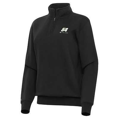Women's Antigua  Black Ty Gibbs Victory Quarter-Zip Sweatshirt