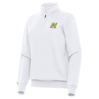 Women's Antigua White William Byron Victory Quarter-Zip Sweatshirt
