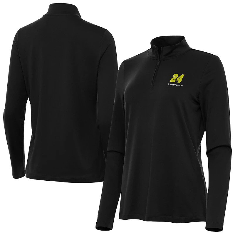 Women's Antigua Black William Byron Reprocess Quarter-Zip Pullover Top