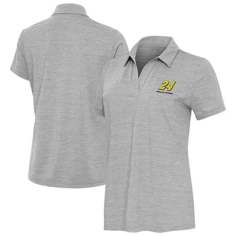 Women's Antigua Heather Gray William Byron Layout V-Neck Polo