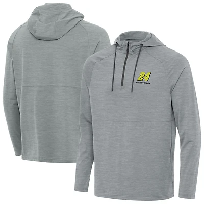 Men's Antigua Heather Gray William Byron Spikes Quarter-Zip Pullover Hoodie