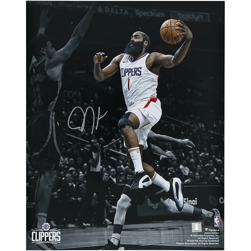 James Harden LA Clippers Autographed 16" x 20" Layup vs. Golden State Warriors Photograph