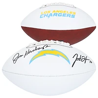 Justin Herbert & Jim Harbaugh Los Angeles Chargers Autographed Franklin White Panel Football