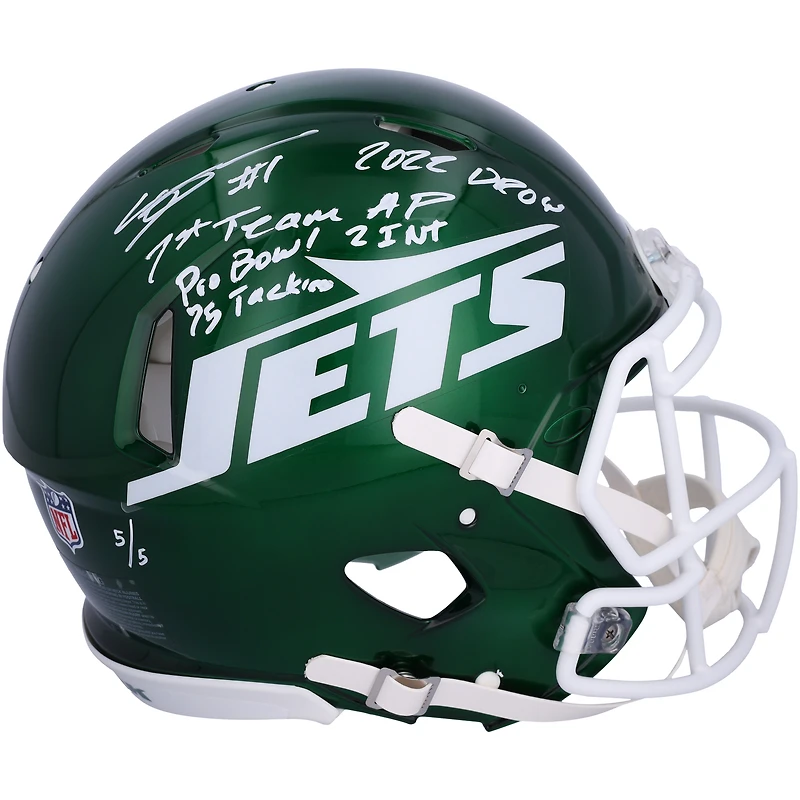 Ahmad Sauce Gardner New York Jets Autographed 2024 Speed Authentic Helmet with Multiple Inscriptions - Limited Edition #5/5