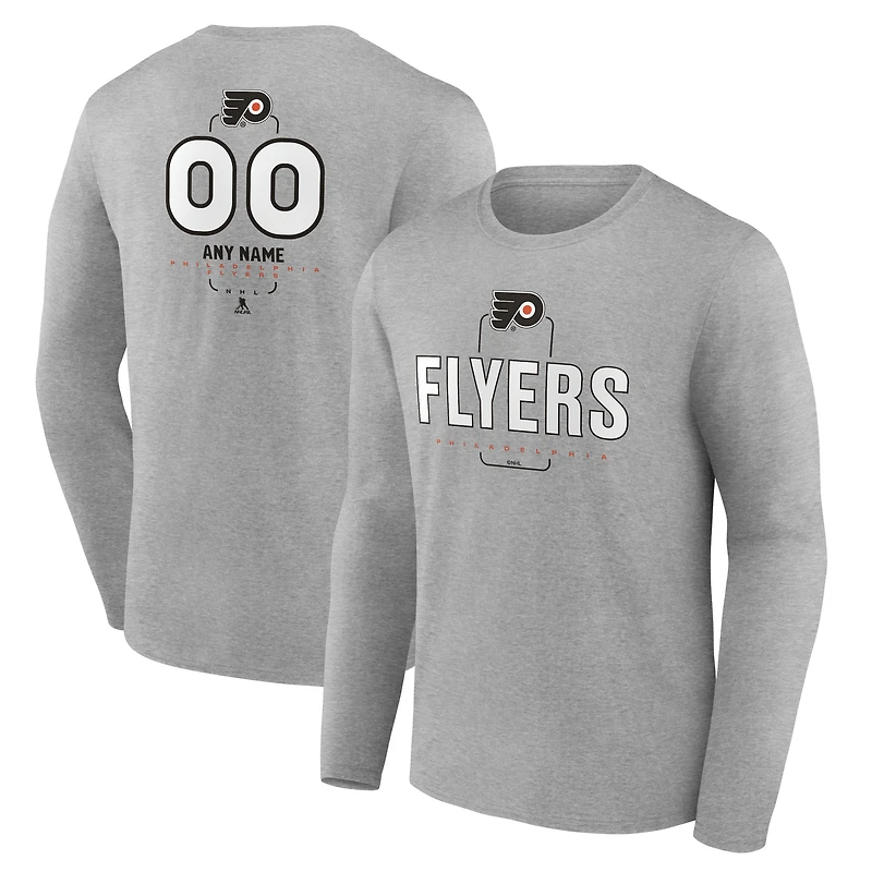 Men's Gray Philadelphia Flyers Personalized Name & Number Midfielder Long Sleeve T-Shirt