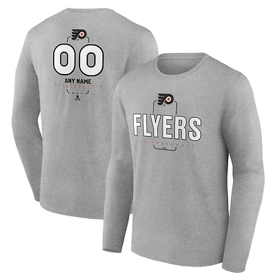 Men's Gray Philadelphia Flyers Personalized Name & Number Midfielder Long Sleeve T-Shirt