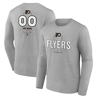Men's Gray Philadelphia Flyers Personalized Name & Number Midfielder Long Sleeve T-Shirt