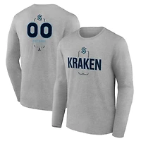 Men's Gray Seattle Kraken Personalized Name & Number Midfielder Long Sleeve T-Shirt
