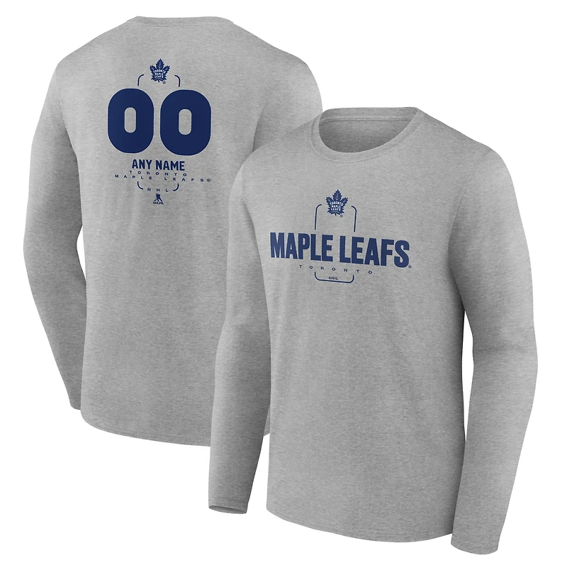 Men's Gray Toronto Maple Leafs Personalized Name & Number Midfielder Long Sleeve T-Shirt