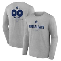 Men's Gray Toronto Maple Leafs Personalized Name & Number Midfielder Long Sleeve T-Shirt
