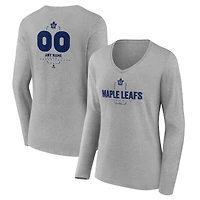 Women's Gray Toronto Maple Leafs Personalized Name & Number Midfielder Long Sleeve V-Neck T-Shirt