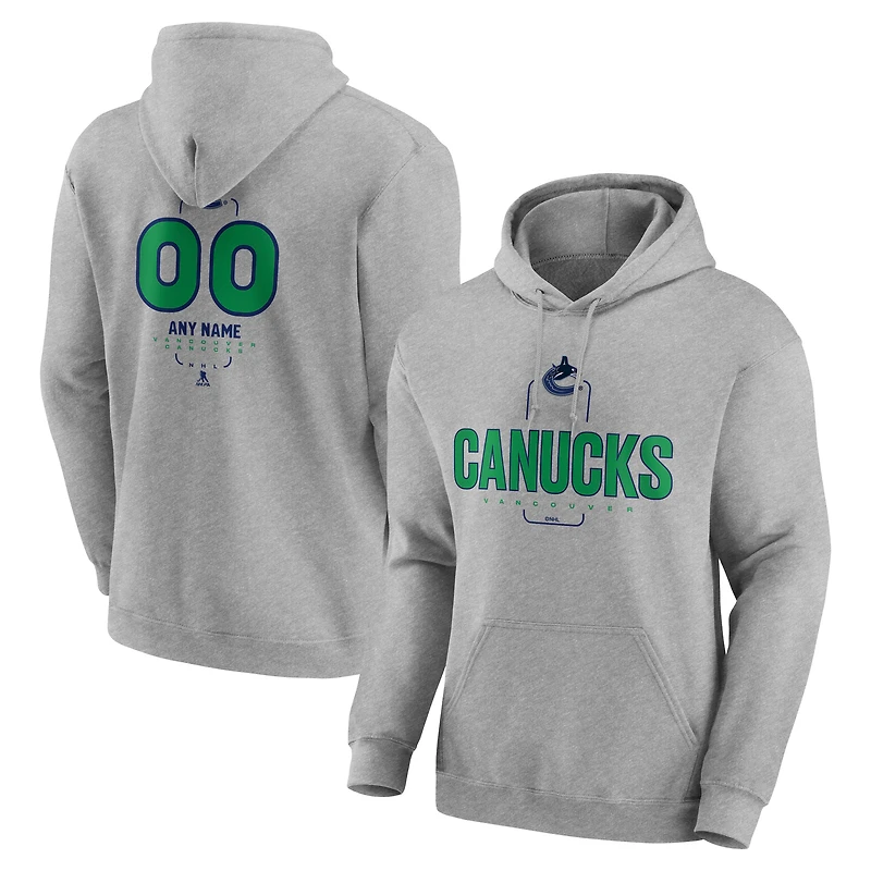 Men's Gray Vancouver Canucks Personalized Name & Number Midfielder Pullover Hoodie