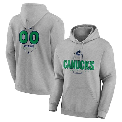 Men's Gray Vancouver Canucks Personalized Name & Number Midfielder Pullover Hoodie