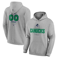 Men's Gray Vancouver Canucks Personalized Name & Number Midfielder Pullover Hoodie