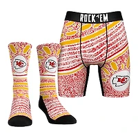 Unisex Rock Em Socks Kansas City Chiefs Throwback Splash Underwear and Crew Socks Combo Pack
