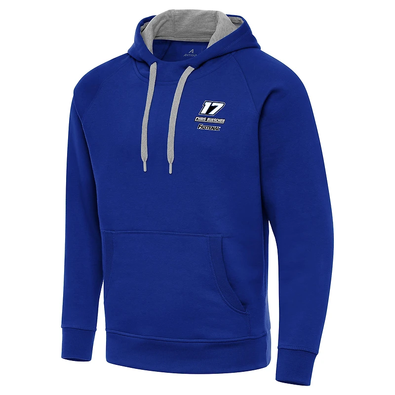 Men's Antigua Royal Chris Buescher Fleece Victory Pullover Hoodie