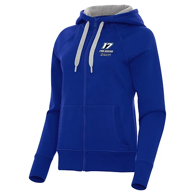 Women's Antigua  Royal Chris Buescher Victory Full-Zip Hoodie