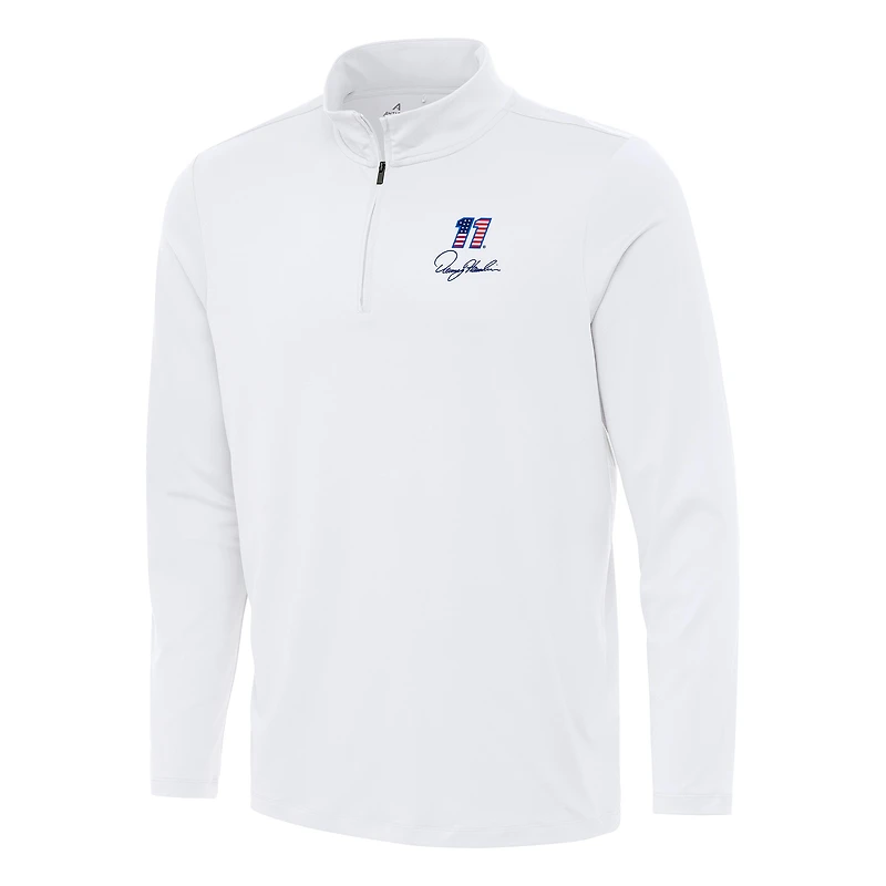 Men's Antigua White Denny Hamlin Reprocess Quarter-Zip Top