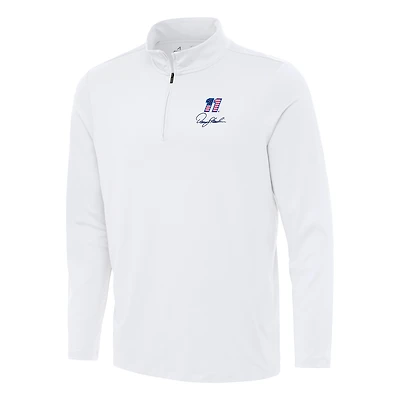 Men's Antigua White Denny Hamlin Reprocess Quarter-Zip Top